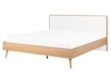 Image of EU King Size Bed Light Wood SERRIS