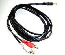 Image of 1.5 Metre 3.5mm Jack Plug to TWIN 2 x RCA PHONO Audio Lead GOLD CABLE PC TV AUX