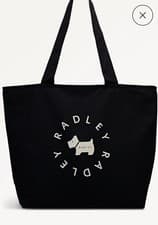 Image of Radley London Large Zip Top Soft Canvas In The Round Black Tote Bag Bnwt