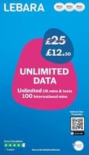 Image of Mobile SIM Card with Unlimited Data Plan for £12.50, Half Price for First 3 Mont
