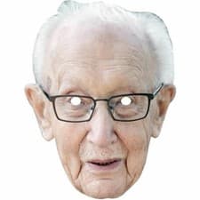 Image of Colonel Captain Tom Moore Celebrity Card Face Mask - Ready To Wear - Fancy Dress