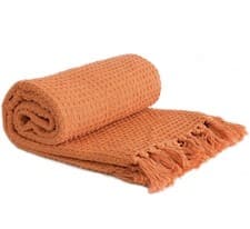 Image of Emma Barclay Honeycomb Throw 50 x 60 Burnt 50x60 (127x152cm), Orange 