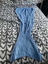 Image of Mermaid Siren Tail Blue Comfortable Knit Fantasy Blanket Throw