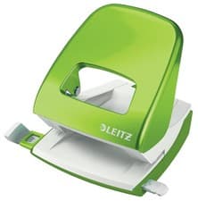 Image of Leitz 2-Hole Punch, 30 Sheets, A4 Green Metal Office Desk Punch with Guide Bar
