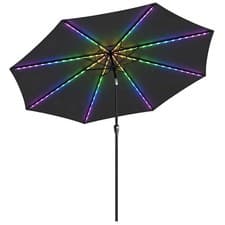 Image of Outsunny 3 m Garden Parasol Umbrella with LED Lights, Patio Umbrella Black