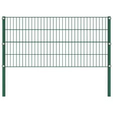 Image of Fence Panel with Posts Iron 176.5x80 cm Green vidaXL