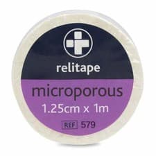 Image of Reliance Medical Relitape 579 Tearable Microporous Tape 1.25cm x 1m Pack of 24