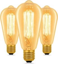 Image of 3-Pack Vintage Amber E27 Edison Bulbs, 2200K, Dimmable, Warm Glow