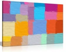 Image of Multicoloured Colour Paint Brushing Canvas Wall Art Picture Print