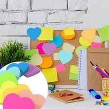 Image of 6PCS Heart Shaped Post-It Notes – Pastel Sticky Memo Pads, Cute Self Stick Notes