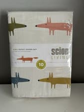 Image of Scion Living Mr Fox Birthday Multi Coloured Kingsize Duvet Cover Set. New