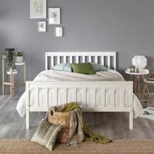 Image of Aspire Beds Atlantic Wood White Shaker Bed Frame with White Highlights, Double