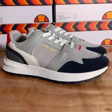 Image of Ellesse Mens Trainers Riva Runner White Grey Navy UK 9 NEW RRP £69.99
