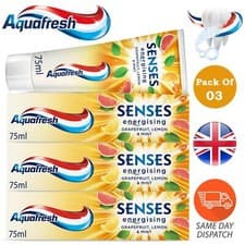 Image of Aquafresh Senses Toothpaste Grapefruit Lemon Mint 75ml Sugar Acid Protection x3