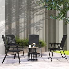 Image of 4pcs Folding Garden Chair Rattan Bistro Set with Armrest for Outdoor Black