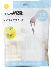 Image of T878001 75L Lemon Scented Bin Liners, 20 Pack, White