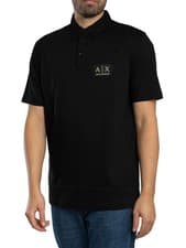 Image of Armani Exchange Men's Box Logo Polo Shirt, Black