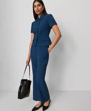 Image of NEW ANN TAYLOR $119 TEAL CURVY FIT FLUID CREPE FLARE ANKLE PANTS SZ 10P