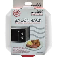 Image of Microwave Bacon Rack Plastic Cooker Crispy Crisper White 106