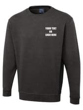 Image of Personalised Printed Two Tone Crew Neck Sweatshirt Custom Text Logo Unisex Gym