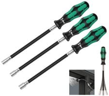 Image of WERA 3 Pc Kraftform 391 FLEXIBLE Shaft 6mm,7mm,8mm Nut Spinner/Driver Hex,135311
