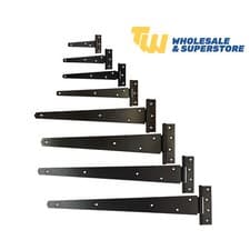 Image of Black Finish Tee Hinges 4" - 24" Cabinet Shed Door & Gate T Hinge 100mm-600mm