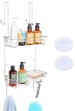 Image of Belle Vous Stainless Steel Hanging Shower Caddy - Over The Door Rustproof 
