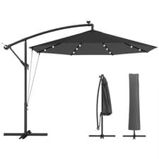 Image of Outsunny 3 m Cantilever Parasol Solar LED Lights, Black
