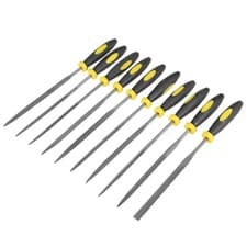 Image of 10Pcs Smooth Cut Bearing Steel Needle File Set with Rubber Handle, 3mm x 150mm