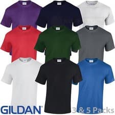 Image of Gildan Mens T Shirt Plain Heavy Cotton Short Sleeve Tshirts Multi Pack Lot G5000