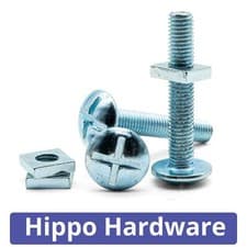 Image of M5 M6 M8 M10 Roofing Bolts with Square Nuts Cross Slotted Mushroom Head Zinc