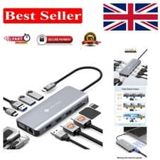 Image of Compact USB C Docking Station: 11 Ports & Dual HDMI for Effortless Efficiency