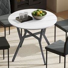 Image of Dining Table with Round Top, Steel Legs for Kitchen, Dining Room