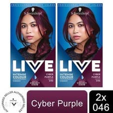 Image of 2x Schwarzkopf Live Intense Permanent Colour Hair Dye & Serum, 046 Cyber Purple