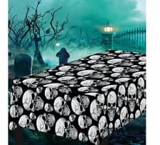 Image of Halloween SKULLS Table Cloth Tablecloth Cover Party Horror Props Wipe Clean