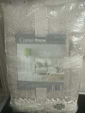 Image of NEW Como Natural Throw Blanket - 100% Cotton - 228cm X 254cm
