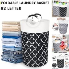 Image of Large Laundry Basket 82L Collapsible Fabric Dirty Washing Clothes Hamper Bin Bag