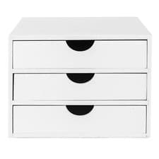 Image of 3 Drawer Bamboo Home Office Desktop Tidy A4 Stationary Storage Organiser Unit
