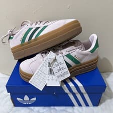 Image of Adidas Originals Gazelle Bold J Pink Green Gum Trainers BNIB UK SIZE 5