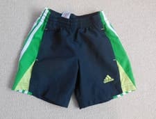Image of Boys Adidas Navy/Green Striped Shorts age 5-6 Years