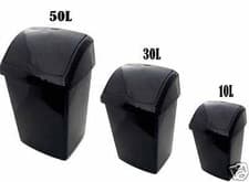 Image of PLASTIC 50L 30L 10L SWING BINS BLACK COLOR WASTE DUST RUBBISH BIN OFFICE HOME