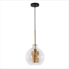 Image of Golden Metal Clear Glass Globe Pendant Ceiling Light E27