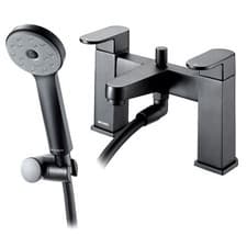 Image of Deva Amio Bath Shower Mixer Tap Pillar Mounted - Matte Black