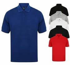 Image of NEW MENS POLO SHIRT SHORT SLEEVE PIQUE PLAIN T-SHIRT TEE SUMMER WORK BASIC
