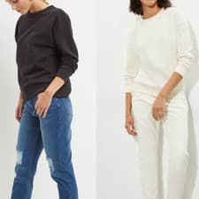 Image of Ex Dorothy Perkins Petite Relaxed Crew Neck Sweatshirt Cream Black Size 4 - 18