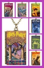 Image of Harry Potter Book Series Illustrated Cover USA Ed Pendant Necklace Free Gift Bag