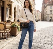 Image of PINKO Mini Love Bag Icon Black Quilted Crossbody Gold Birds Bag