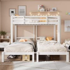 Image of White Triple Bunk Bed with Side Ladder for Kids & Teens 3FT Frame Only