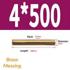 Image of 250mm / 500mm Long Brass Threaded Bar Rod Studding - M2 M2.5 M3 M4 M5 M6 - M20