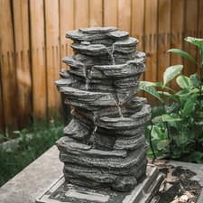 Image of UK Natural Slate Garden Water Feature Dual-Mode Fountain with LED Lights